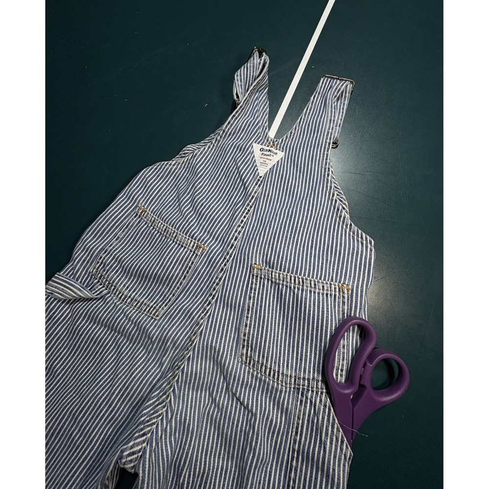 Vintage OshKosh B'gosh Blue Hickory Stripe Overalls Size 4T Made In USA Vestbak‎ - Picture 5 of 9